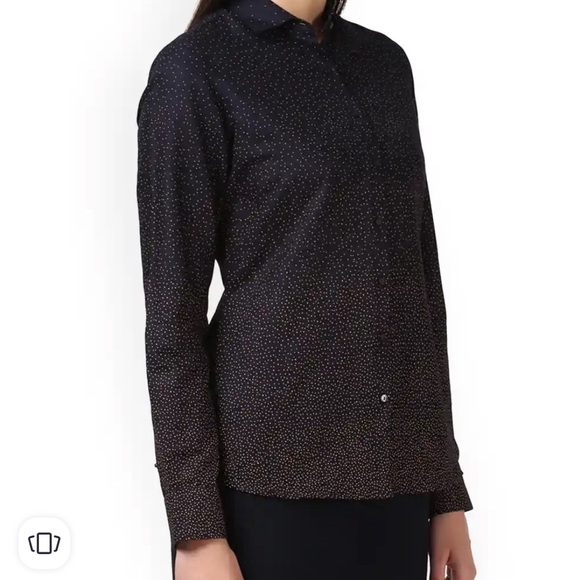 NWOT Park Avenue Navy Blue Button Down Shirt with Polka Dots - Picture 2 of 10